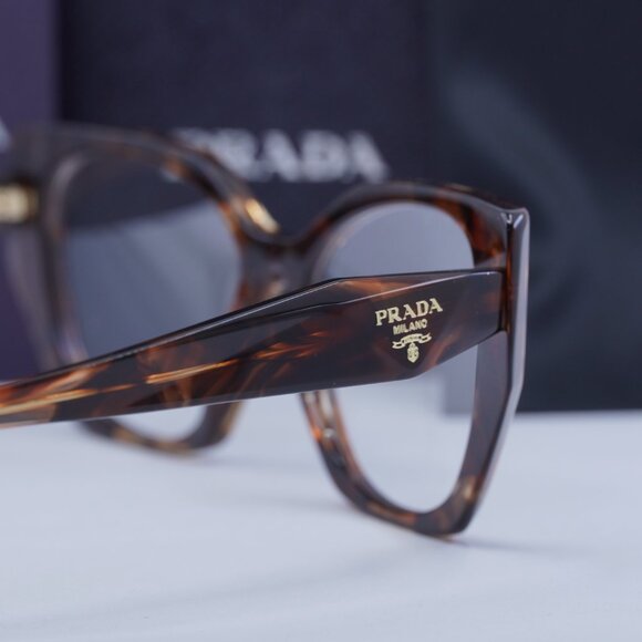 Prada PR18WV 07R1O1 Cat Eye Eyeglasses 54mm - Caramel Havana - Picture 9 of 10